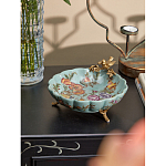 Блюдо из голубого фарфора с бронзовой птичкой Blue Garden варинант исполнения - 4 | Loft Concept в Ростове-на-Дону