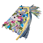 Ковер разноцветный из джинсовой одежды и армейских палаток Upcycling варинант исполнения - 1 | Loft Concept в Ростове-на-Дону