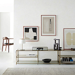 ТВ-тумба из стекла и металла Tingey Metal Glass TV Stand варинант исполнения - 4 | Loft Concept в Ростове-на-Дону