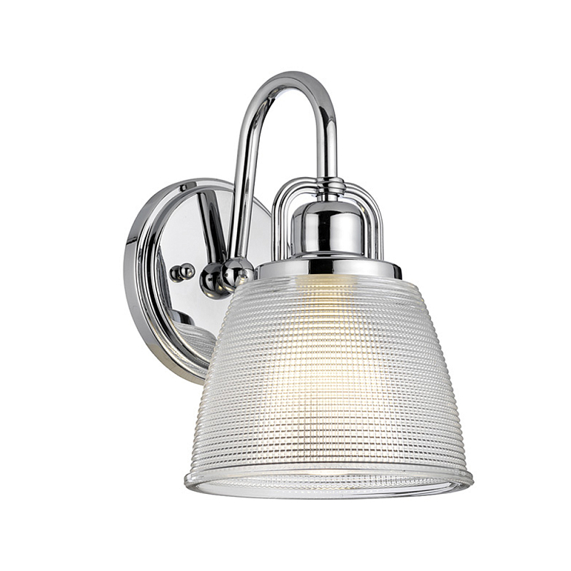 Бра с прозрачным рифленым плафоном в форме колокола Quoizel Хром Прозрачное Стекло в Ростове-на-Дону | Loft Concept 