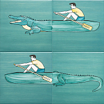 Плитка с узором Крокодил байдарочник варинант исполнения - 2 | Loft Concept в Ростове-на-Дону