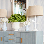 Настольная лампа с белым каркасом и тканевым абажуром Natural Stems варинант исполнения - 3 | Loft Concept в Ростове-на-Дону