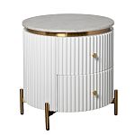 Тумбочка белая круглая с мраморной столешницей Thoroughbass варинант исполнения - 4 | Loft Concept в Ростове-на-Дону