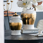 Ваза белая с крышкой и золотистыми фрагментами 46 см Chinoiserie Ceramics варинант исполнения - 1 | Loft Concept в Ростове-на-Дону