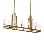 Люстра прямоугольная цвета латунь с прозрачными рифлеными цилиндрическими плафонами Kichler варинант исполнения - 1 | Loft Concept в Ростове-на-Дону