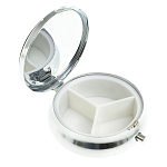 Таблетница карманная круглая с 3-мя отделениями с зеркалом и накладкой из натурального камня Серафинит Silver Stone Pillboxes варинант исполнения - 2 | Loft Concept в Ростове-на-Дону