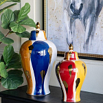 Ваза с крышкой и мазками синего и золого цвета на белом фоне Chinoiserie Ceramics варинант исполнения - 5 | Loft Concept в Ростове-на-Дону