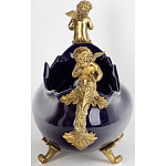 Чаша темно-синяя фарфоровая с бронзовыми ручками в виде ангелов Eden Garden варинант исполнения - 2 | Loft Concept в Ростове-на-Дону