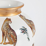 Ваза белая овальная с рисунком леопардов и золотыми акцентами LEOPARD Collection варинант исполнения - 1 | Loft Concept в Ростове-на-Дону