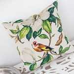 Декоративная подушка бежевая с изображением птица в саду Blooming Birds варинант исполнения - 3 | Loft Concept в Ростове-на-Дону