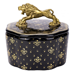 Шкатулка черного цвета с крышкой с фигуркой льва Eden Garden варинант исполнения - 1 | Loft Concept в Ростове-на-Дону