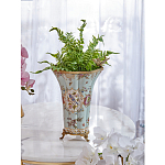 Ваза голубого цвета из фарфора с цветочным рисунком и бронзовой стрекозой Blue Garden варинант исполнения - 5 | Loft Concept в Ростове-на-Дону