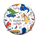 Пуф детский круглый с принтом на 4-х белых ножках Dinosaurs CHILDHOOD варинант исполнения - 2 | Loft Concept в Ростове-на-Дону