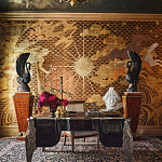 Обои ручная роспись в стиле Арт-деко Deco Dawn Bas Relief on Deep Rich Gold gilded paper варинант исполнения - 1 | Loft Concept в Ростове-на-Дону