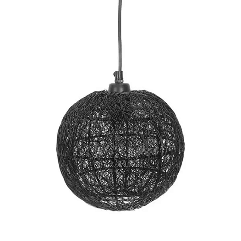 Подвесной светильник с плетеным металлическим абажуром в форме шара Wicker Iron Lamp Черный в Ростове-на-Дону | Loft Concept 