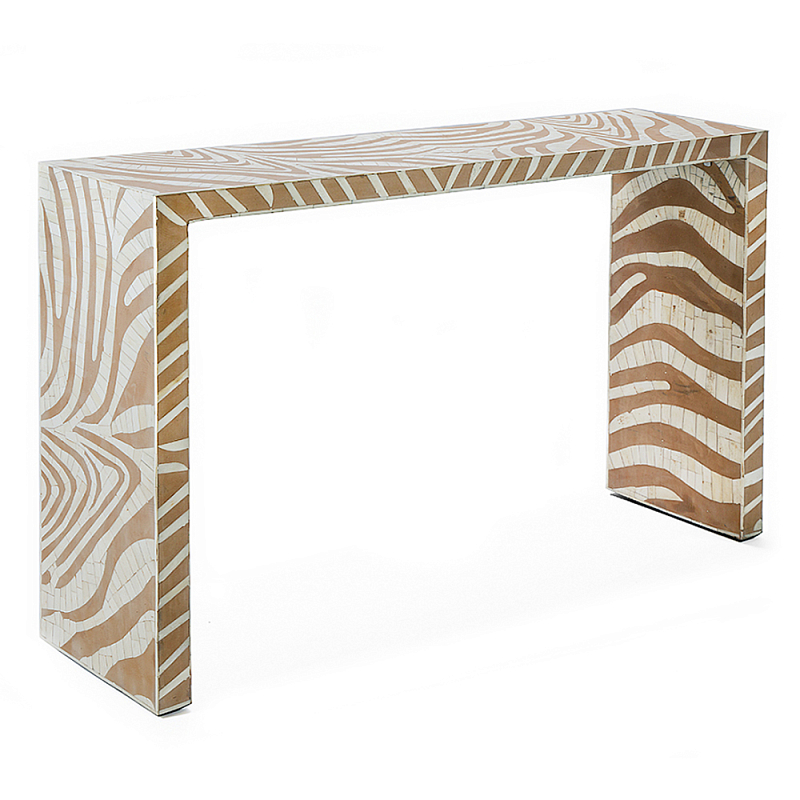 Консоль Дизайнерская Kenya Console ZEBRA Bone Inlay Beige ivory ( слоновая кость ) Бежевый в Ростове-на-Дону | Loft Concept 