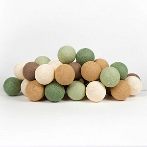 Гирлянда хлопковые фонарики Сotton Ball Forest Green