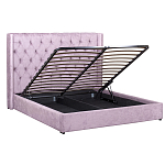 Кровать двуспальная фиолетовая с основанием из массива дерева с мягким изголовьем Velour Beds варинант исполнения - 2 | Loft Concept в Ростове-на-Дону