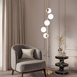 Торшер на золотом основании с 5-ю белыми шарообразными плафонами Bubble варинант исполнения - 4 | Loft Concept в Ростове-на-Дону