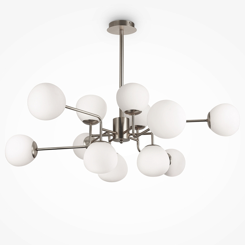 Люстра Tiepolo Ball Chandelier Nickel 12 Никель Белый в Ростове-на-Дону | Loft Concept 