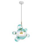 Подвесной светильник с прозрачными бирюзовыми стеклянными шарами и золотыми деталями Диаметр 46 Giopato & Coombes варинант исполнения - 1 | Loft Concept в Ростове-на-Дону