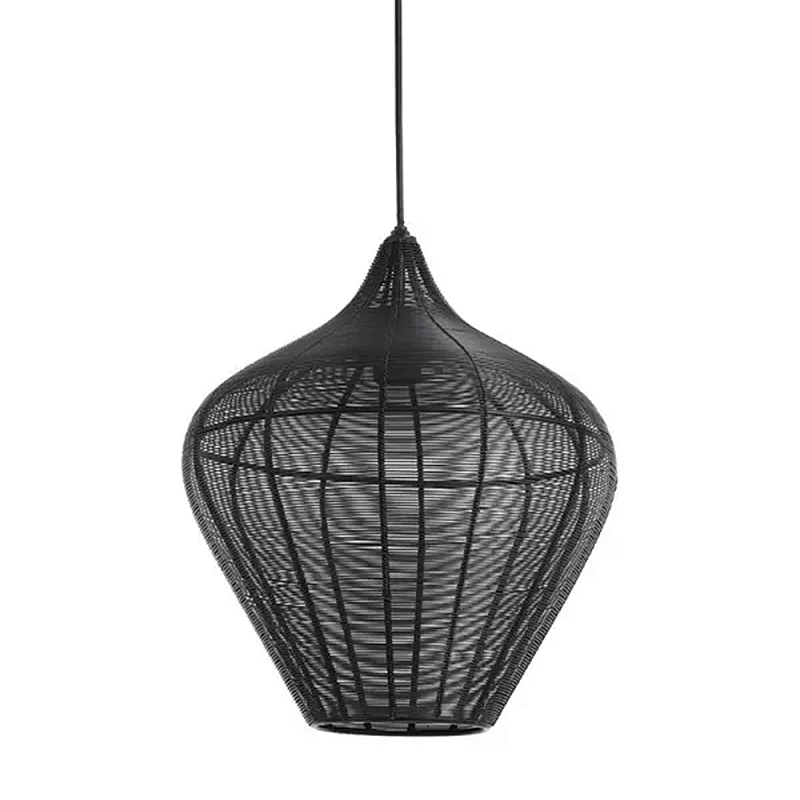 Подвесной светильник в форме купола с плетеным металлическим абажуром Wicker Iron Lamp Черный в Ростове-на-Дону | Loft Concept 