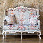 Двухместный диван из массива бука серый с растительным орнаментом Raffael Blue Grey Sofa варинант исполнения - 10 | Loft Concept в Ростове-на-Дону