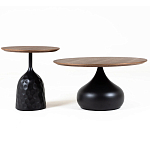 Столик журнальный с круглой деревянной столешницей на черном фактурном основании Bourgeon варинант исполнения - 3 | Loft Concept в Ростове-на-Дону