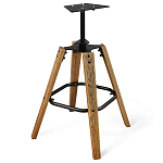 Барный стул со спинкой и металлической подставкой на 4-х деревянных ножках Зеленый Велюр Vendramin Chair варинант исполнения - 4 | Loft Concept в Ростове-на-Дону