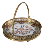 Блюдо фарфоровое с бронзовой ручкой Paradise Dish with Handle варинант исполнения - 1 | Loft Concept в Ростове-на-Дону