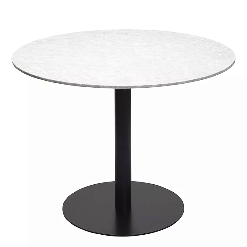 Круглый обеденный стол с белой мраморной столешницей White Tabletop on Black Base Белый Черный в Ростове-на-Дону | Loft Concept 