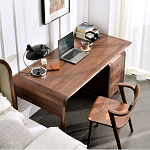 Стол рабочий округлой формы с 3-мя ящиками  Working Moonnut Table варинант исполнения - 6 | Loft Concept в Ростове-на-Дону