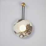 Бра круглое с каменным основанием и плафоном из стекла в форме шара Shaw Marble Lighting варинант исполнения - 1 | Loft Concept в Ростове-на-Дону