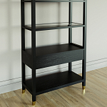 Стеллаж Elsa Dreams Black со стеклянными полками и ящиком варинант исполнения - 6 | Loft Concept в Ростове-на-Дону