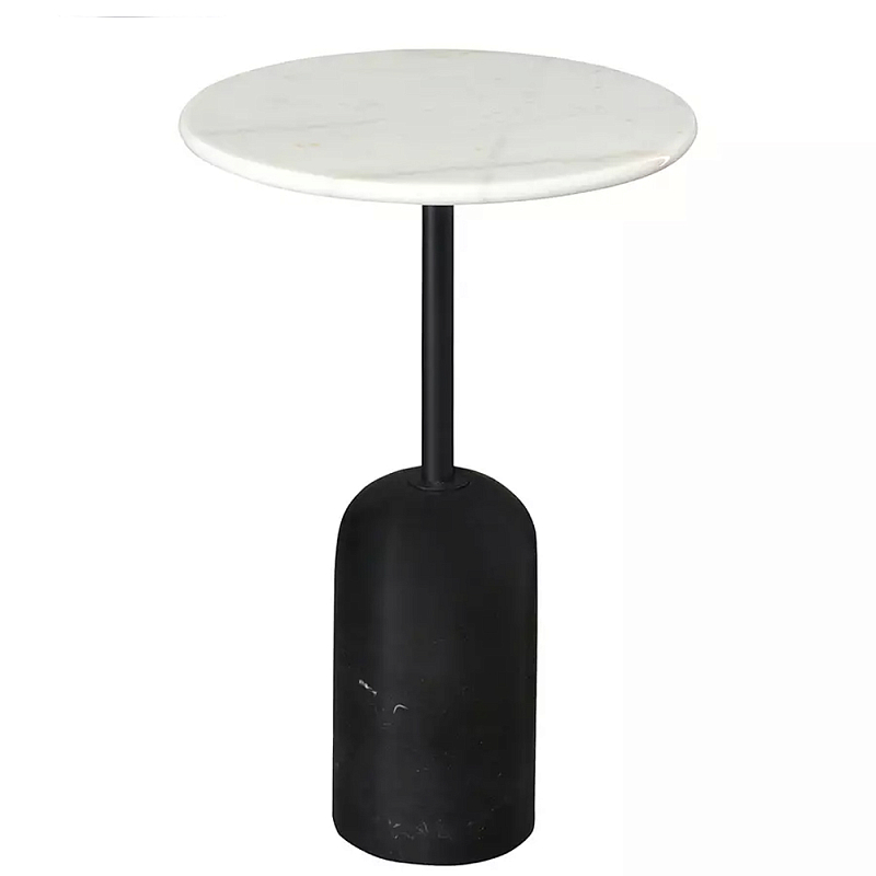 Кофейный столик с белой мраморной столешницей на черном основании Tall Coffee Black and White Table Белый Черный в Ростове-на-Дону | Loft Concept 