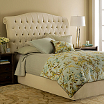 Кровать двуспальная бежевая с основанием из массива дуба с мягким изголовьем Flax Beds варинант исполнения - 1 | Loft Concept в Ростове-на-Дону