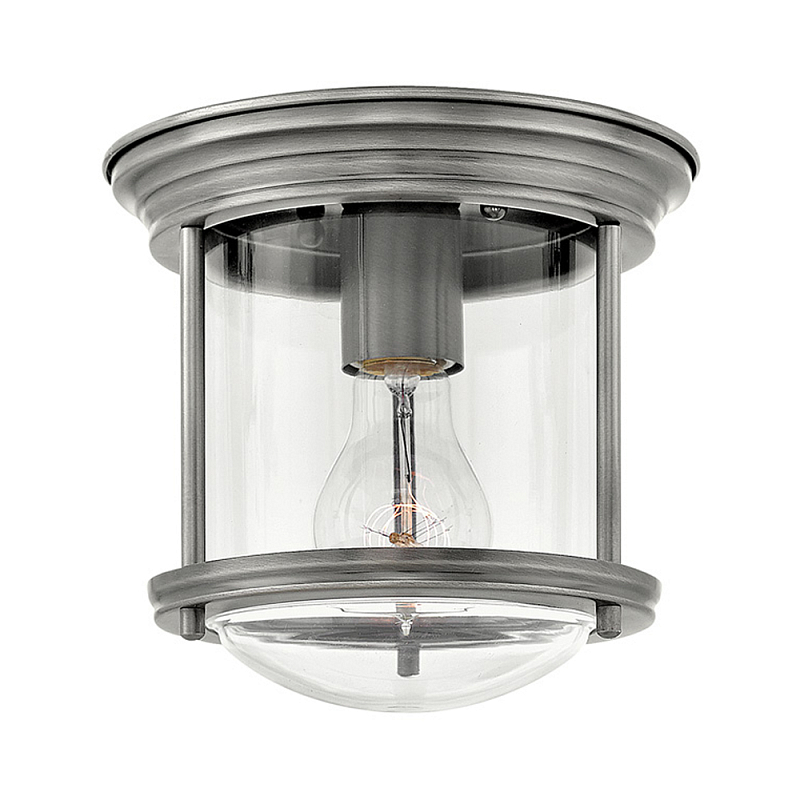 Потолочный светильник для ванных комнат с цилиндрическим стеклянным плафоном и одной лампой Hinkley Никель Белый Бронза Прозрачное Стекло Хром в Ростове-на-Дону | Loft Concept 