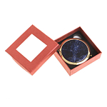 Зеркало карманное круглое двухстороннее из натурального камня Содалит в подарочной упаковке Gold Stone Mirrors варинант исполнения - 3 | Loft Concept в Ростове-на-Дону