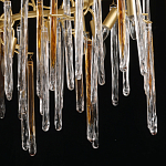 Люстра линейная золотого цвета с декоративными ветвями и длинными стеклянными подвесками в форме сосулек Droplet Chandelier варинант исполнения - 5 | Loft Concept в Ростове-на-Дону