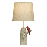 Настольная лампа с тканевым абажуром и основанием в виде птицы на дереве Simurq варинант исполнения - 1 | Loft Concept в Ростове-на-Дону