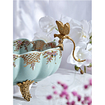 Чаша из голубого фарфора на бронзовых ножках с рисунком цветов и фигурками стрекоз Blue Garden варинант исполнения - 6 | Loft Concept в Ростове-на-Дону