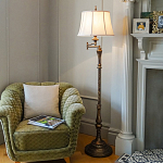 Торшер классического стиля цвета темная бронза с бежевым льяным абажуром Feiss варинант исполнения - 2 | Loft Concept в Ростове-на-Дону