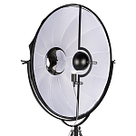 Торшер в виде прожектора с круглым тканевым абажуром на треноге черного цвета Radiance Éclat варинант исполнения - 6 | Loft Concept в Ростове-на-Дону