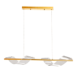 Люстра линейная золотистого цвета с двумя прозрачными волнистыми элементами Wave Line варинант исполнения - 2 | Loft Concept в Ростове-на-Дону