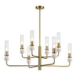 Люстра с 8-ю плафонами в форме стеклянных трубок и мраморных декоративных элементов Montreal варинант исполнения - 7 | Loft Concept в Ростове-на-Дону