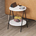 Стол приставной с 2-мя круглыми белыми столешницами ESSEL SIDE TABLE WHITE варинант исполнения - 8 | Loft Concept в Ростове-на-Дону