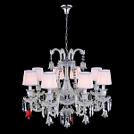 Люстра с 8-ю белыми текстильными абажурами и хрустальными подвесками Lustre Reverie варинант исполнения - 2 | Loft Concept в Ростове-на-Дону