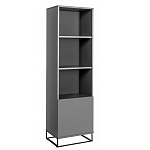 Стеллаж книжный цвета графит с 3-мя открытыми полками и дверкой Strict Lines варинант исполнения - 1 | Loft Concept в Ростове-на-Дону