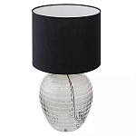 Настольная лампа с черным цилиндрическим тканевым абажуром и фактурным прозрачным основанием Black Cone варинант исполнения - 1 | Loft Concept в Ростове-на-Дону