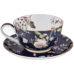 Чайный сервиз из фарфора темно-синий с рисунком цветов на 6 персон 14 предметов 300 мл Garden Whisper Porcelain Set  варинант исполнения - 1 | Loft Concept в Ростове-на-Дону
